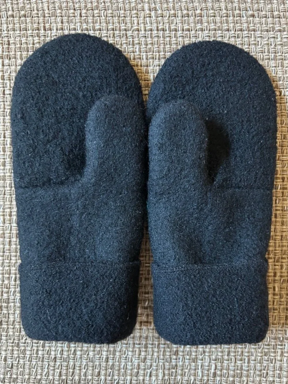 Felted Wool Mittens - Black with Colorful Design - Made from Repurposed Sweaters